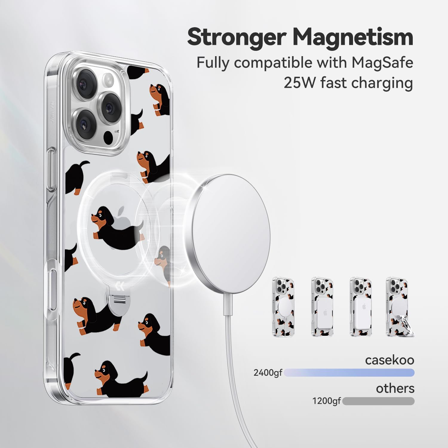 New Aesthetic Design 360° Spin Magnetic Stand for iPhone Case with Ring [16FT Military Drop Protection] [Non-Slip Edge] [Compatible with MagSafe]