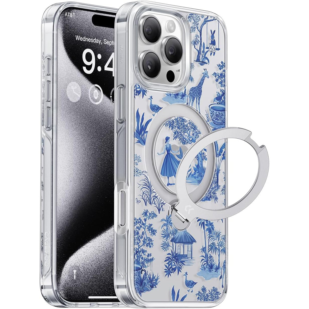 New Aesthetic Design 360° Spin Magnetic Stand for iPhone Case with Ring [16FT Military Drop Protection] [Non-Slip Edge] [Compatible with MagSafe]