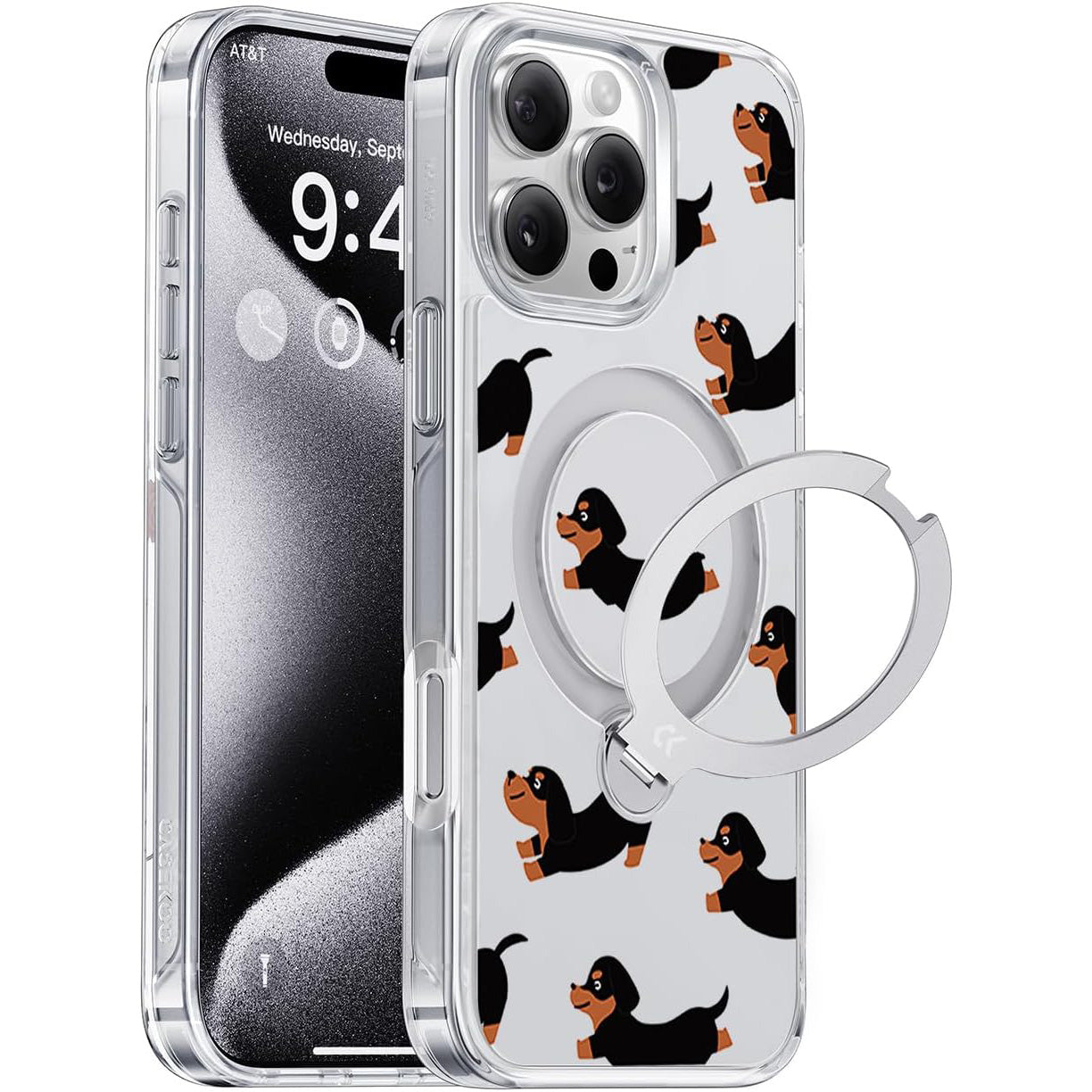 New Aesthetic Design 360° Spin Magnetic Stand for iPhone Case with Ring [16FT Military Drop Protection] [Non-Slip Edge] [Compatible with MagSafe]