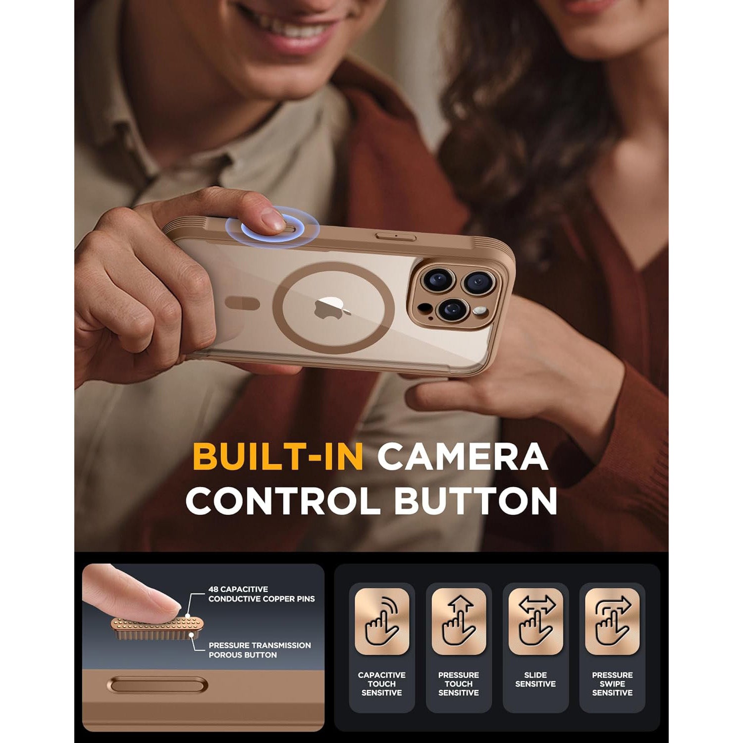 Full-Body Phone case with Built-in Glass Screen Protector& Camera Protector,Compatible with MagSafe