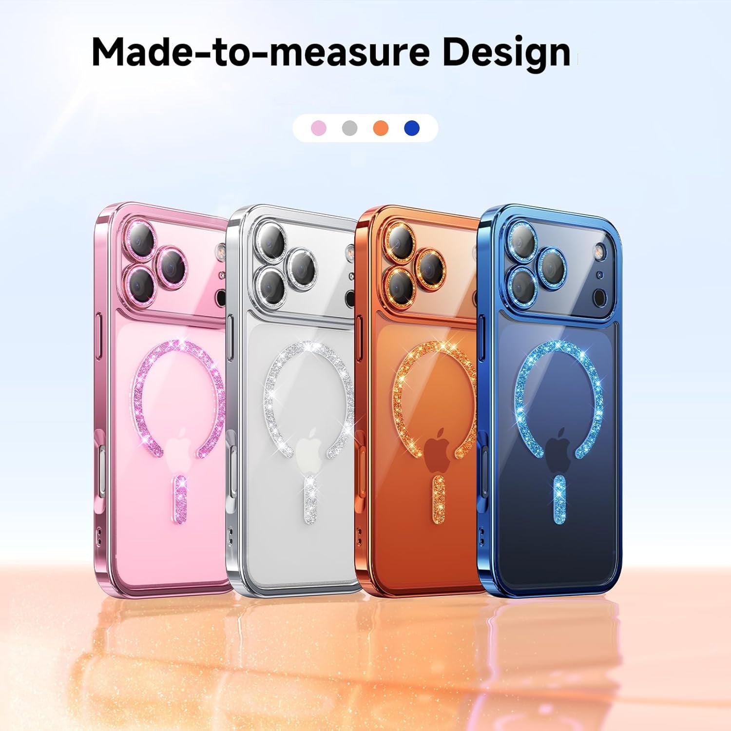 Magnetic for iPhone Case with Glitter Integrated Lens Protection, [Glossy Bumper & Shiny Magnetic Ring] [Compatible with Magsafe] Cute Women Girly Phone Case
