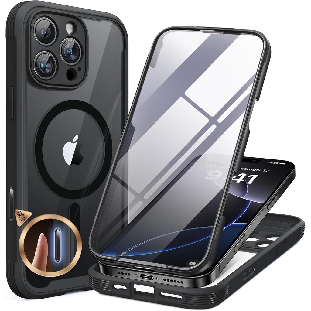 Full-Body Phone case with Built-in Glass Screen Protector& Camera Protector,Compatible with MagSafe