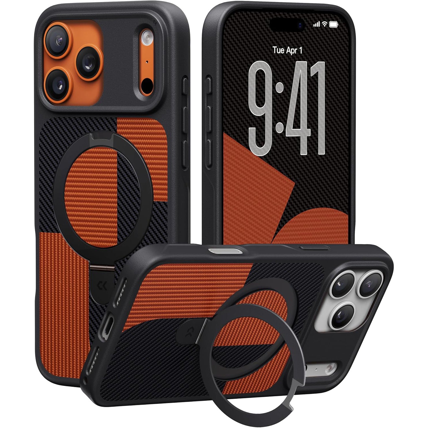 Geometric-Design for iPhoneCase Heavy Duty with Ultra-Magnetic Stand [Military Drop Protective] Compatible with MagSafe