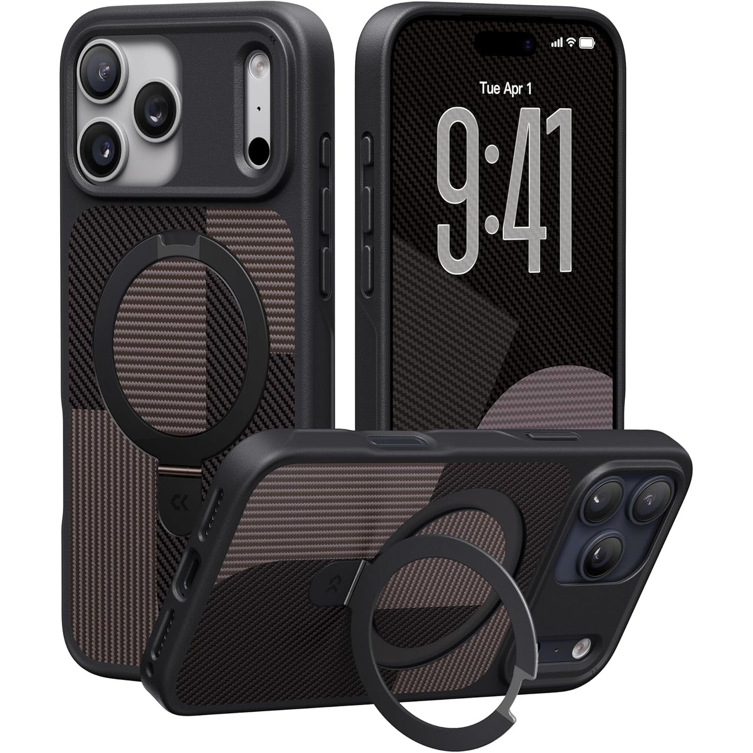 Geometric-Design for iPhoneCase Heavy Duty with Ultra-Magnetic Stand [Military Drop Protective] Compatible with MagSafe