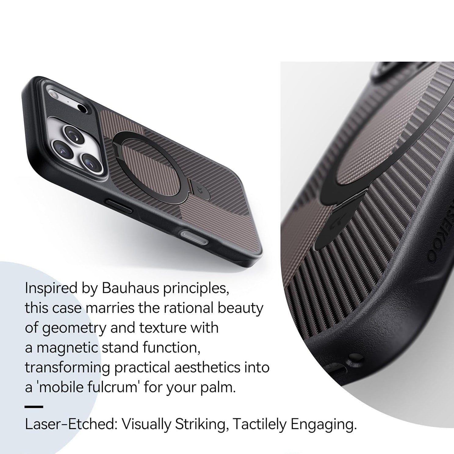 Geometric-Design for iPhoneCase Heavy Duty with Ultra-Magnetic Stand [Military Drop Protective] Compatible with MagSafe