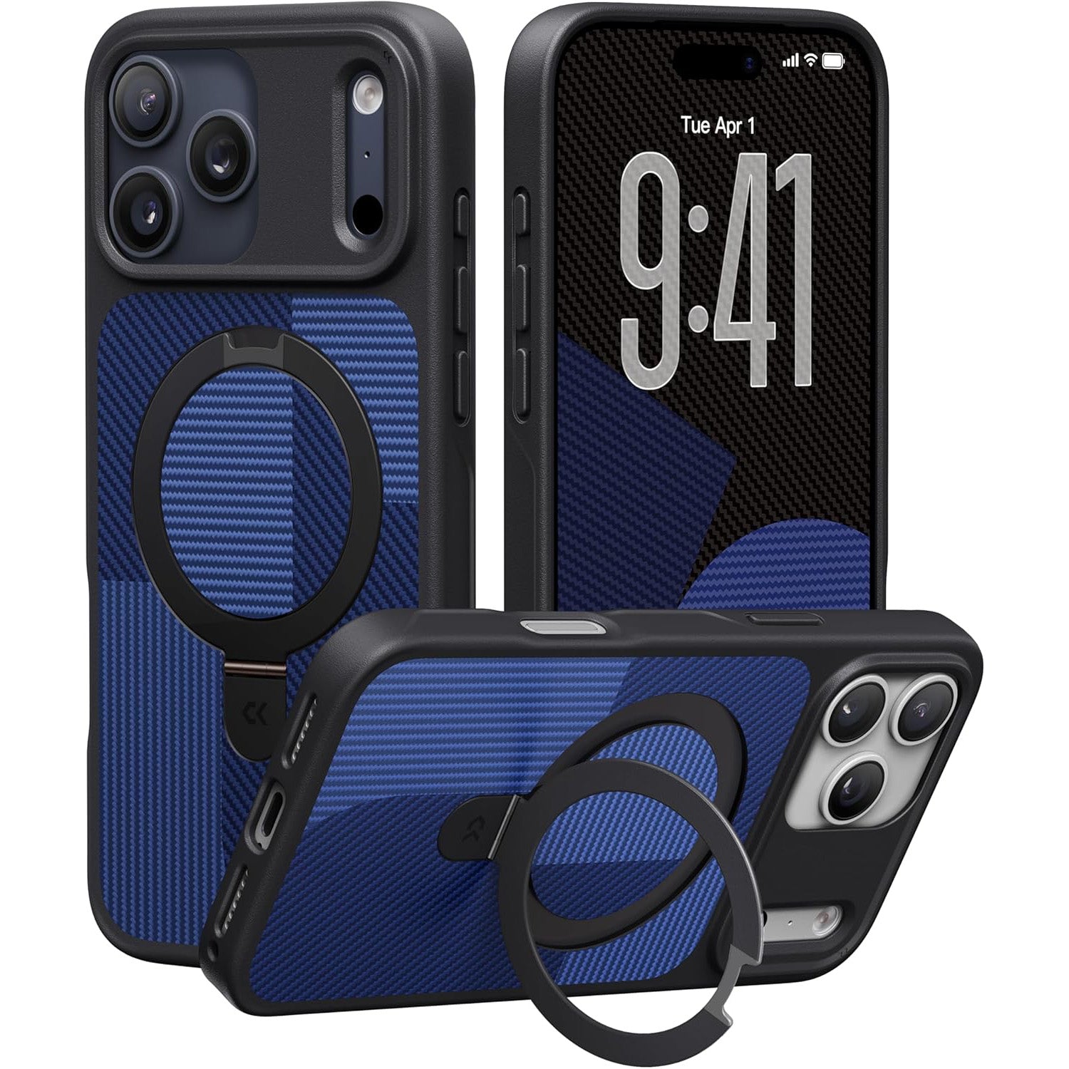 Geometric-Design for iPhone Case Heavy Duty with Ultra-Magnetic Stand [Military Drop Protective] [Compatible with MagSafe] Shockproof Slim Ring Holder