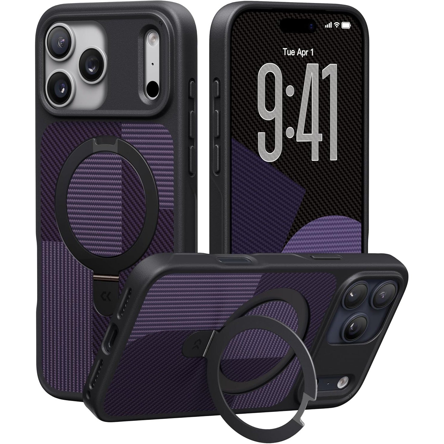 Geometric-Design for iPhoneCase Heavy Duty with Ultra-Magnetic Stand [Military Drop Protective] Compatible with MagSafe